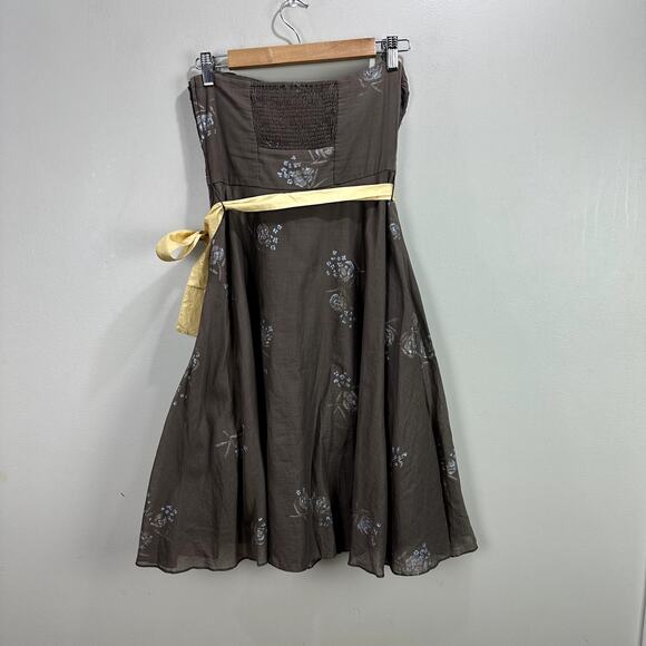 Anthropologie Odille Strapless Pleated Peppermint Tea Dress 4P 4 Petite SP PS - Picture 3 of 10